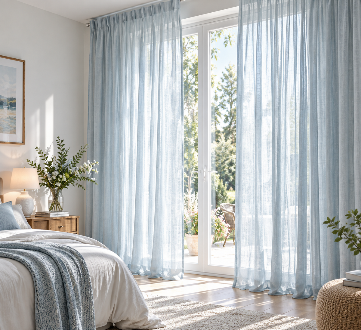 Powder Blue Airy Sheer Curtain